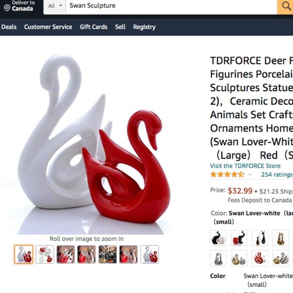 [SOLD] Swan Couple Home Decoration Accent Statue - Picture 2 of 2